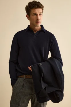 Polo Derby in Lana Merino con Toppe - BLU