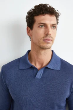 Polo derby in lana merino - JEANS