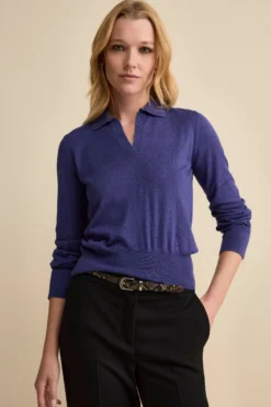 Polo Extrafine in Seta e Cashmere - BLU APERTO