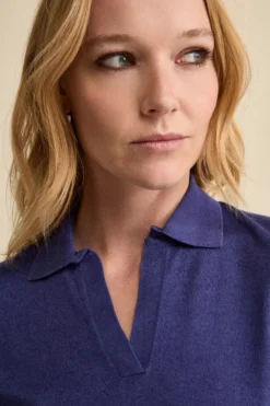 Polo Extrafine in Seta e Cashmere - BLU APERTO