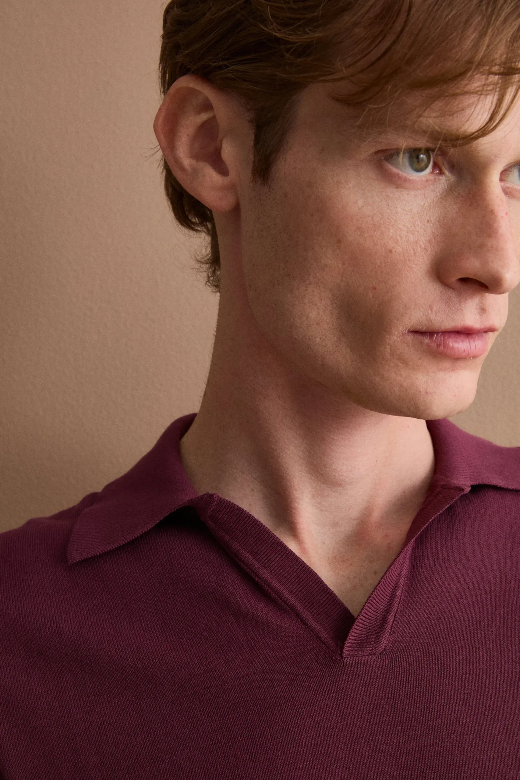Polo in Maglia di Cotone Crêpe - BORDEAUX