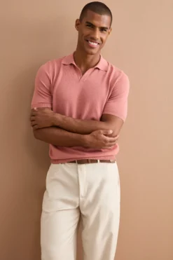Polo in Maglia di Cotone Crêpe - ROSA ANTICO