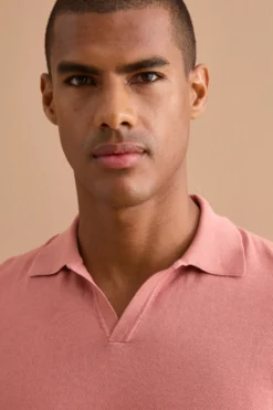Polo in Maglia di Cotone Crêpe - ROSA ANTICO