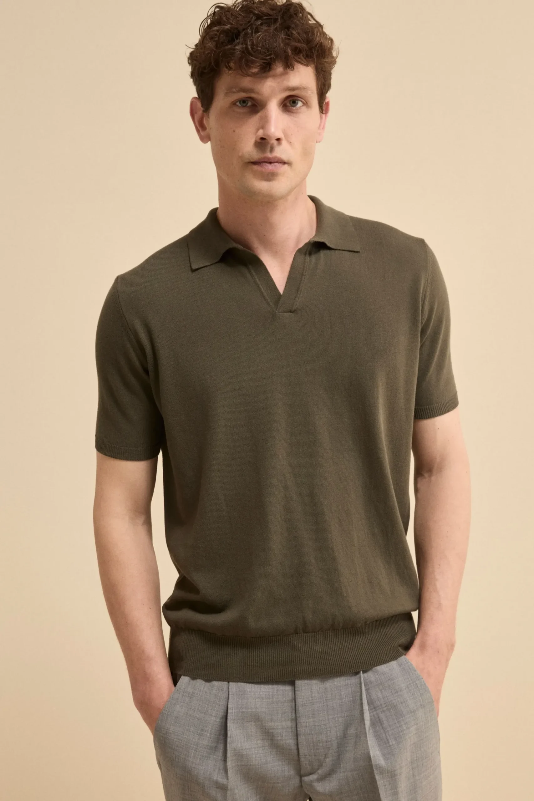 Polo in Maglia di Cotone Crêpe - VERDONE
