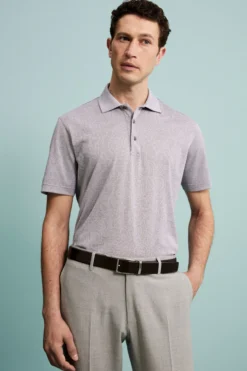 Polo Jacquard Damascata in Filo di Scozia - FANT. TORTORA