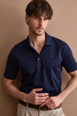 Polo Jersey Uomo in Filo di Scozia - BLU