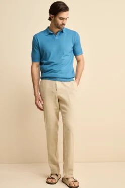 Polo Mezza Manica in Cotone Crêpe - JEANS