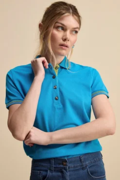 Polo Mezza Manica in Cotone Piquet - CELESTE