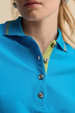 Polo Mezza Manica in Cotone Piquet - CELESTE