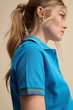 Polo Mezza Manica in Cotone Piquet - CELESTE