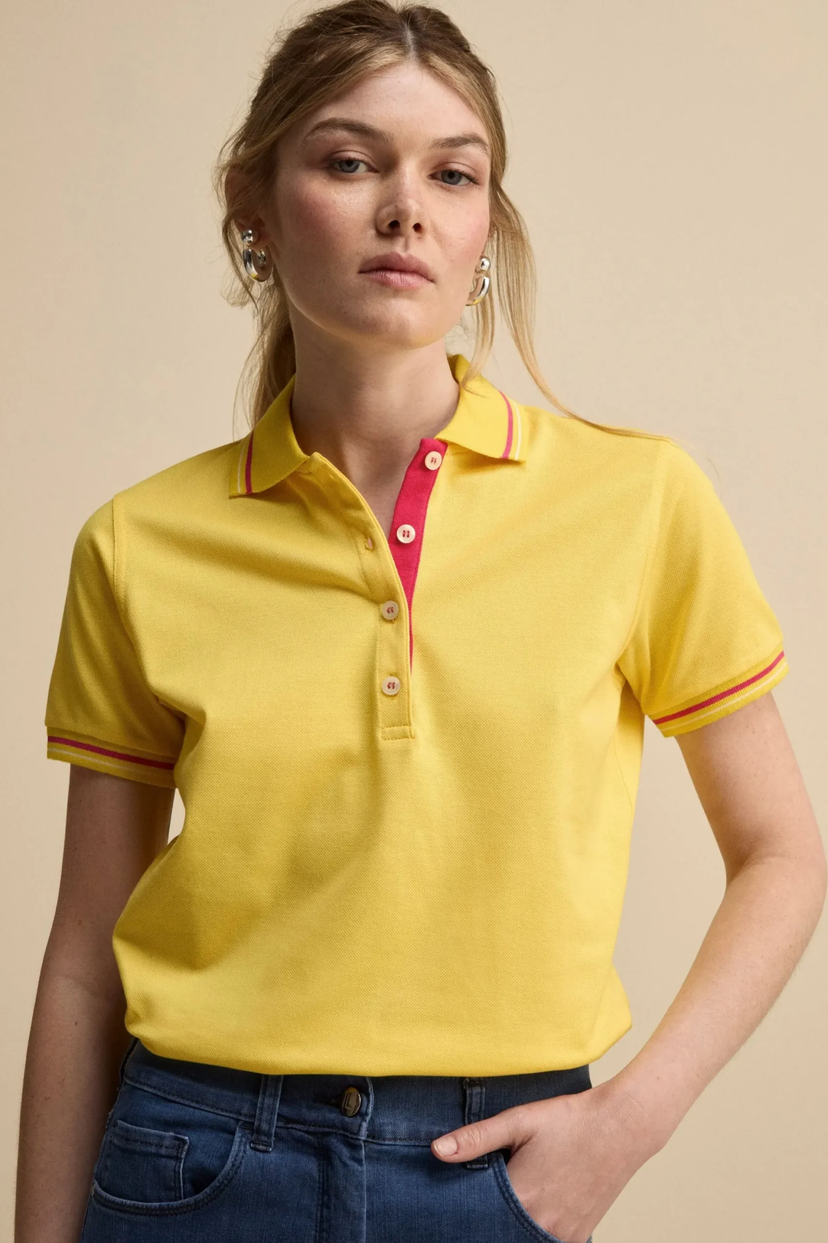 Polo Mezza Manica in Cotone Piquet - GIALLO