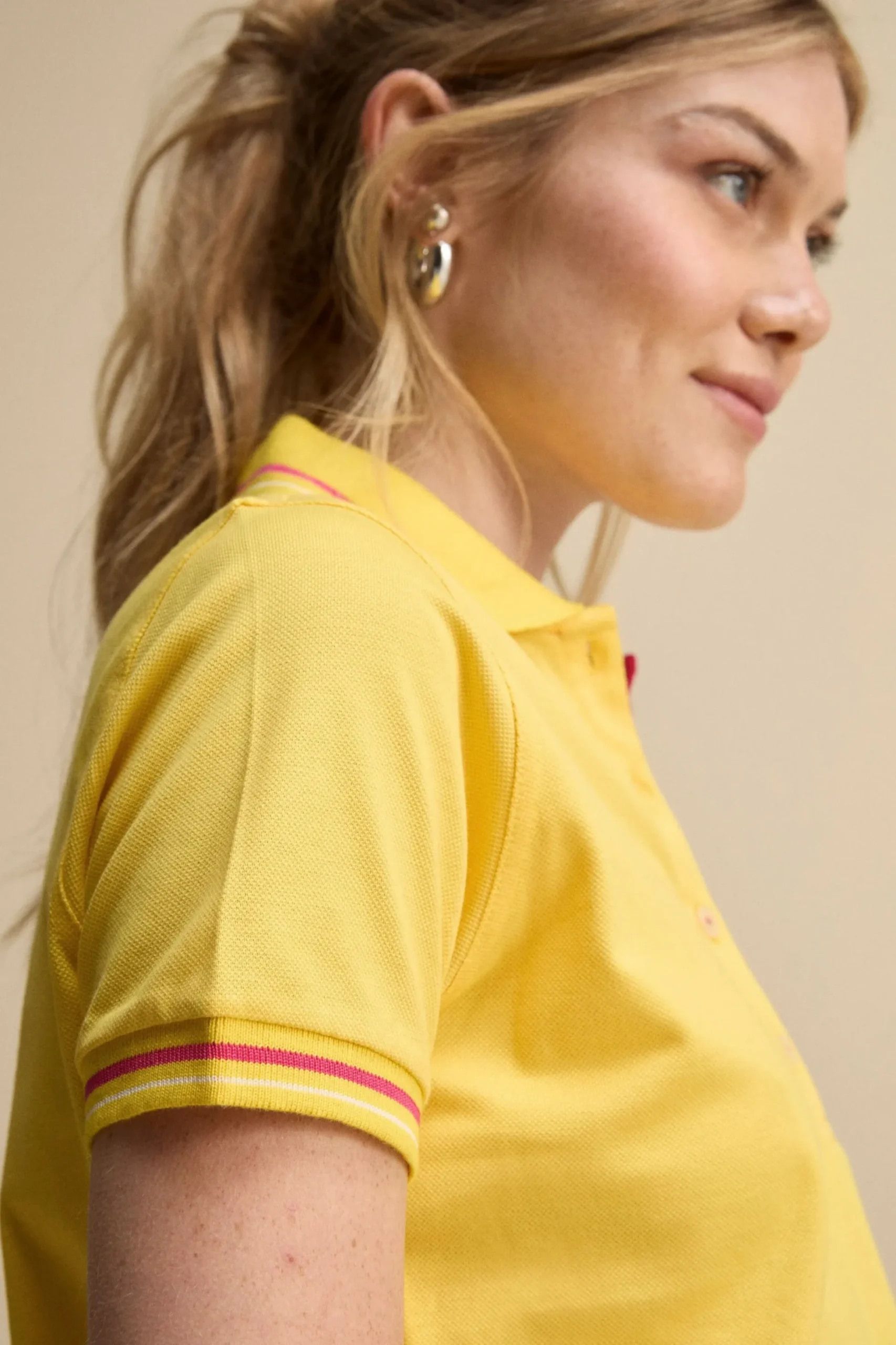 Polo Mezza Manica in Cotone Piquet - GIALLO