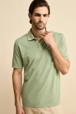 Polo Piquet in Filo di Scozia con Taschino - OLIVA