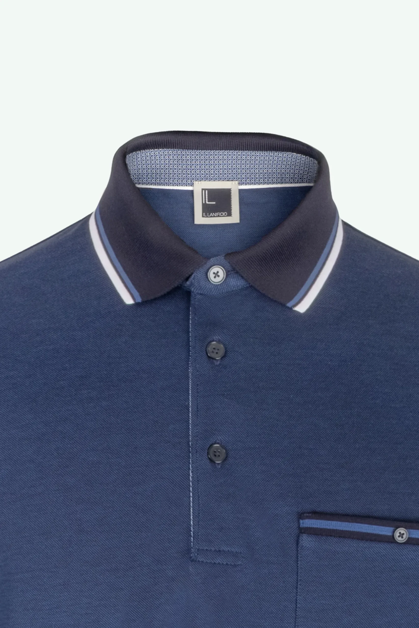Polo Piquet in Filo di Scozia con Taschino - BLU MELANGE