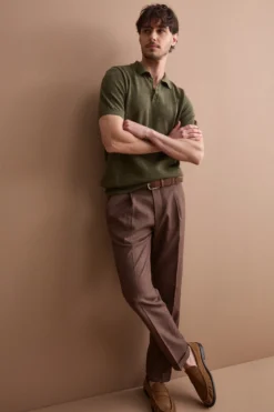 Polo Piquet Mezza Manica in Misto Lino - VERDE