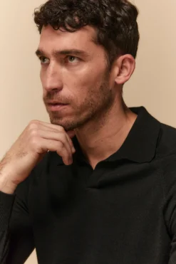 Polo Raglan in Lana Merino Extrafine - NERO