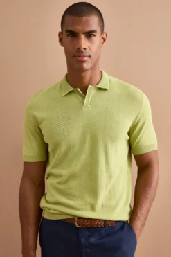 Polo Regular Fit in Cotone Crêpe - VERDE
