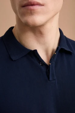 Polo Regular Fit in Cotone Crêpe - NAVY