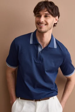 Polo Uomo Oxford in Filo di Scozia - BLU
