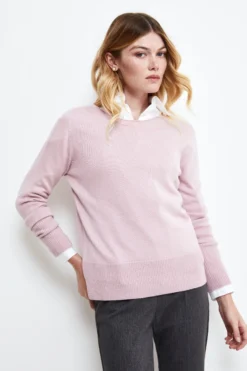 Pullover classico in lana merino - ROSA CARNE