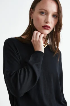 Pullover Extrafine in Seta e Cashmere - NERO
