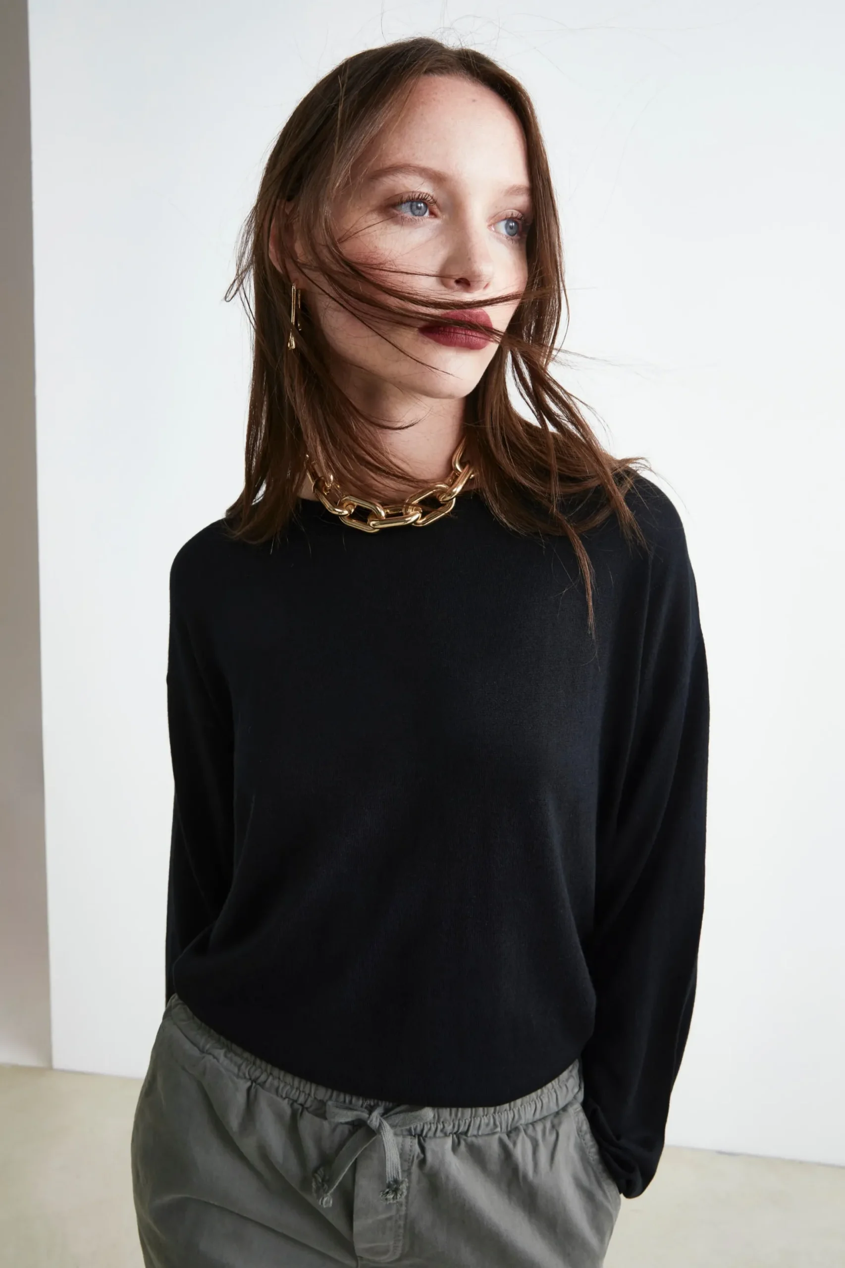 Pullover Extrafine in Seta e Cashmere - NERO