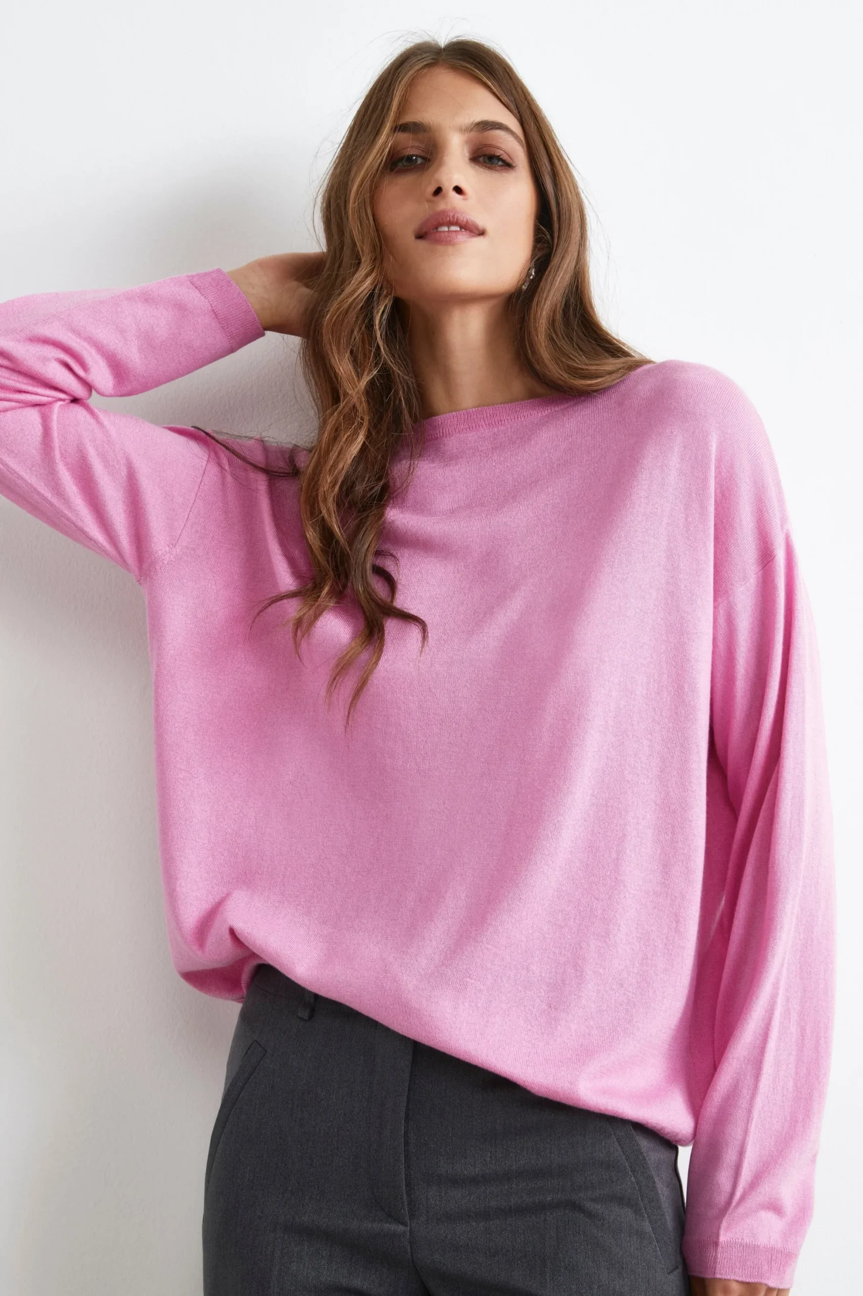 Pullover Extrafine in Seta e Cashmere - ROSA