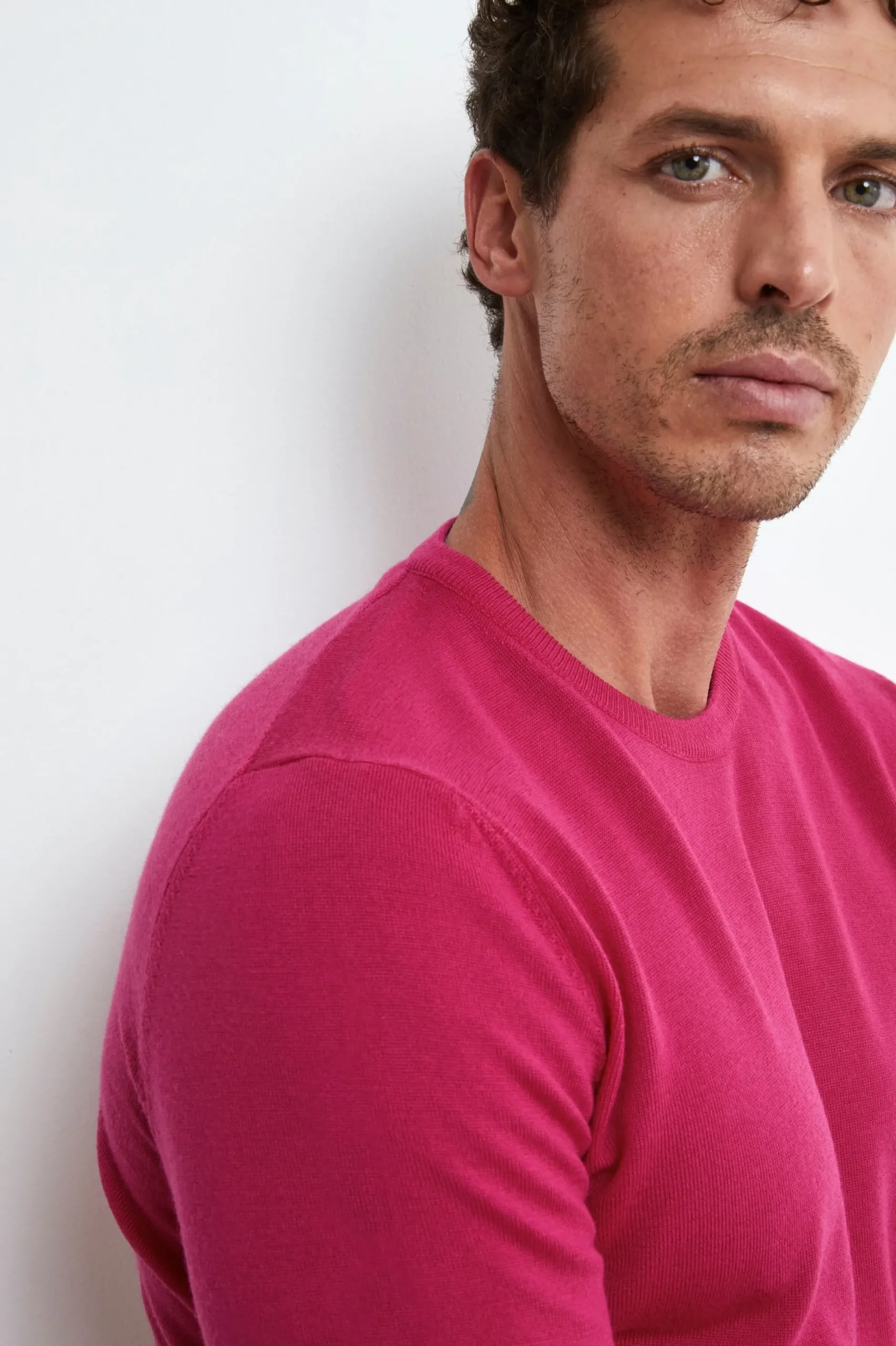 Pullover Girocollo in Lana Merino - CICLAMINO