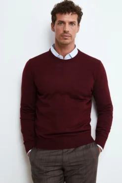 Pullover Girocollo in Lana Merino - BORDEAUX