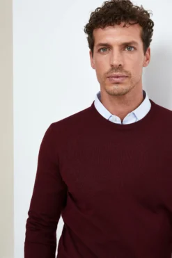 Pullover Girocollo in Lana Merino - BORDEAUX