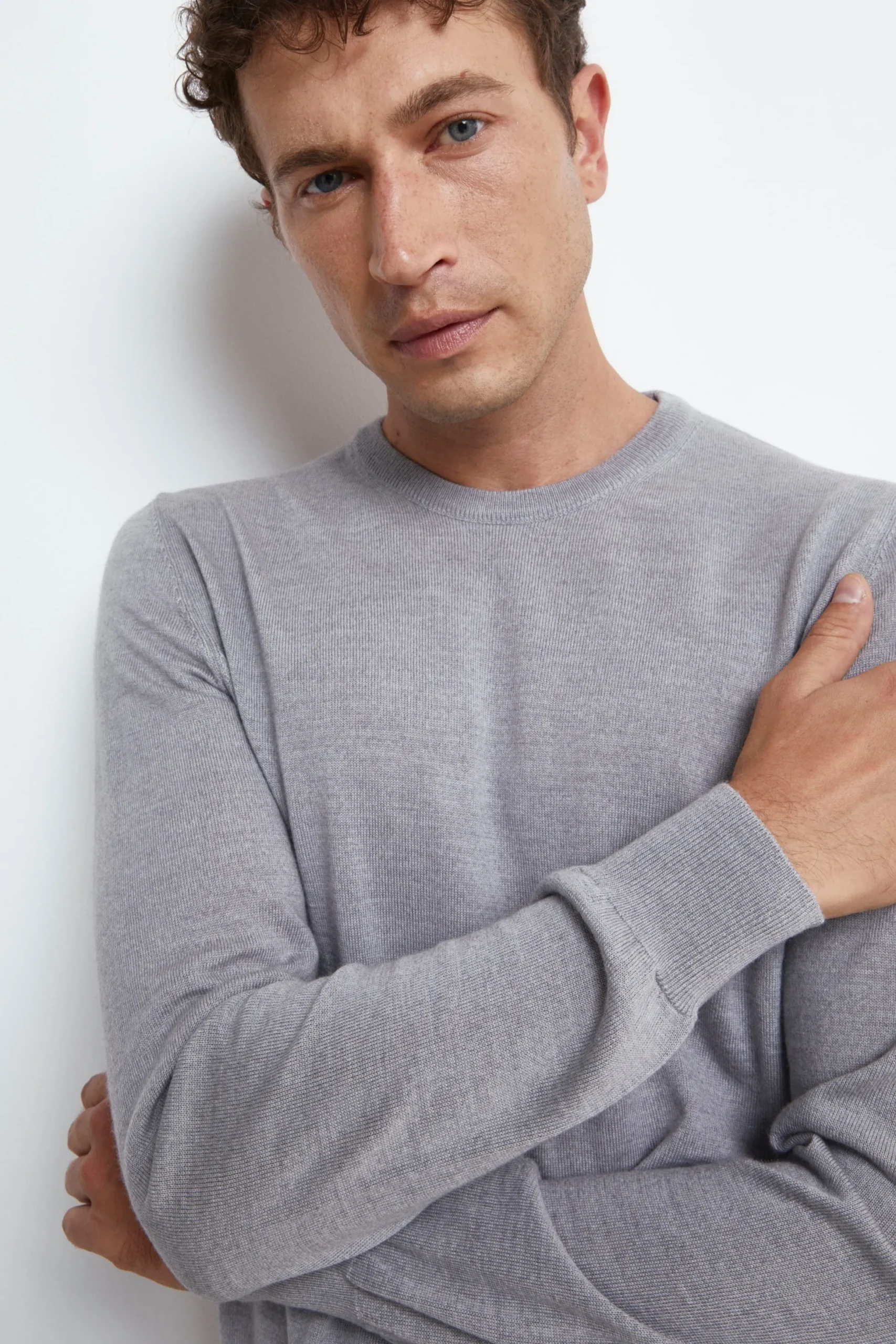 Pullover Girocollo in Lana Merino - GRIGIO CHIARO