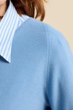 Pullover Links con Scollo a V in Cotone - AZZURRO