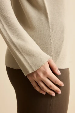 Pullover Links con Scollo a V in Cotone - BEIGE