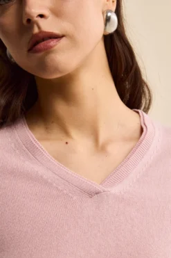 Pullover scollo a V in seta e cashmere - ROSA