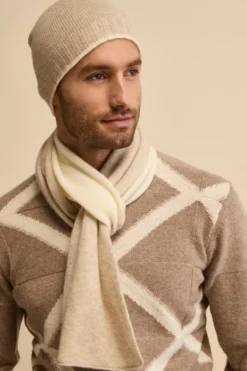 Scaldacollo in cashmere bicolore - PANNA/BEIGE