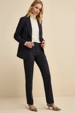 Tailleur Foderato Monopetto in Lana Vergine - BLU