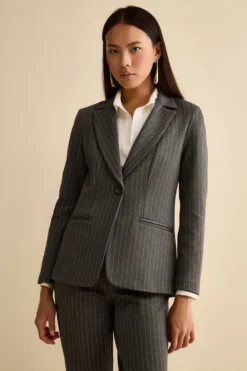 Tailleur Gessato Monopetto con Revers Classico - GRIGIO GESSATO