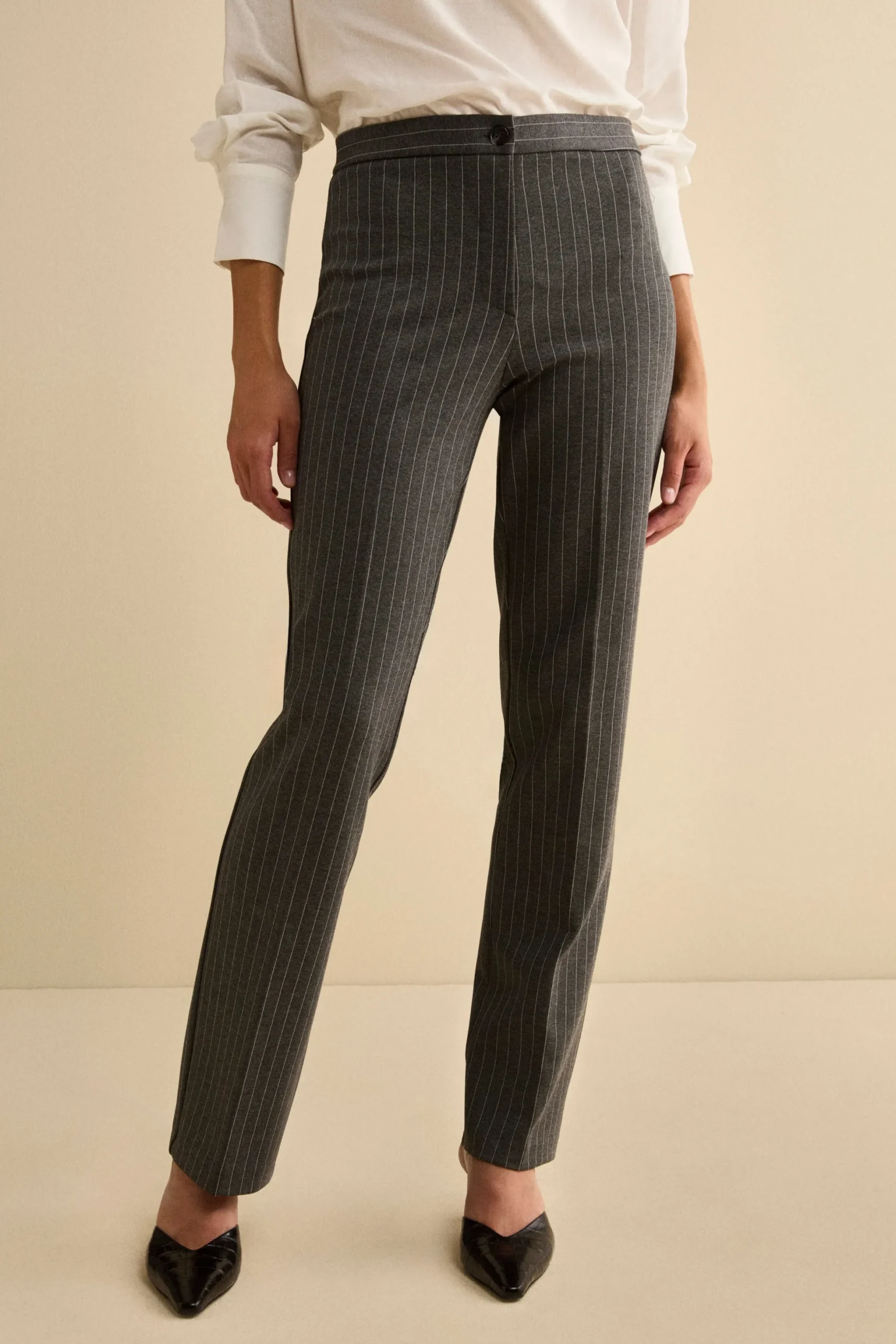 Tailleur Gessato Monopetto con Revers Classico - GRIGIO GESSATO