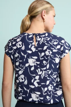 Top da Cerimonia a Fiori Girocollo - FANT. BLU