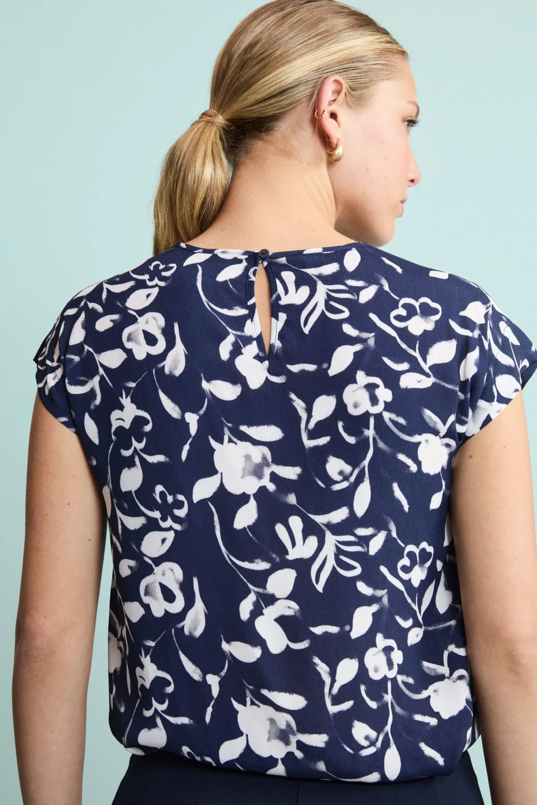 Top da Cerimonia a Fiori Girocollo - FANT. BLU