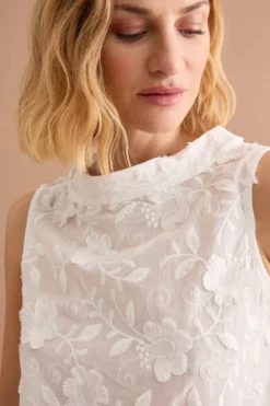 Top da Cerimonia con Ricamo Floreale - BIANCO