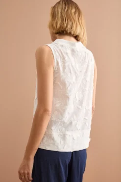 Top da Cerimonia con Ricamo Floreale - BIANCO