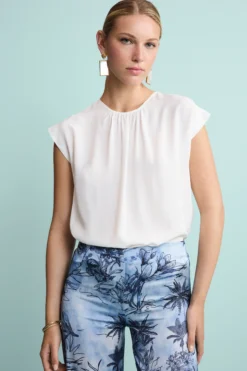 Top da Cerimonia Elegante in Misto Seta - PANNA