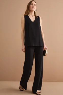 Top Elegante da Cerimonia in Doppia Georgette - NERO