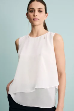 Top Elegante in Georgette con Pannelli - PANNA