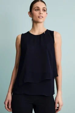 Top Elegante in Georgette con Pannelli - BLU