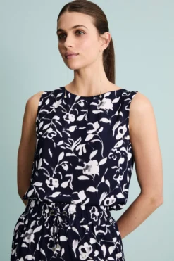 Top Floreale Elegante - FANT. BLU