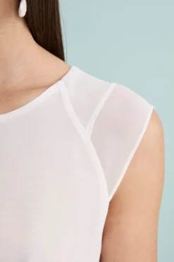Top Georgette Girocollo da Cerimonia - PANNA