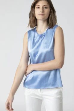 Top in seta - AZZURRO