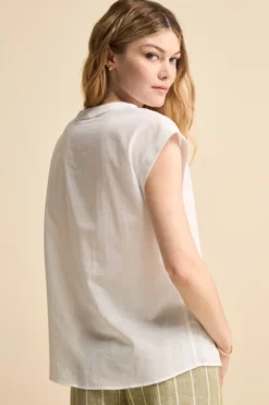 Top Leggero in Cotone con Taschino - PANNA